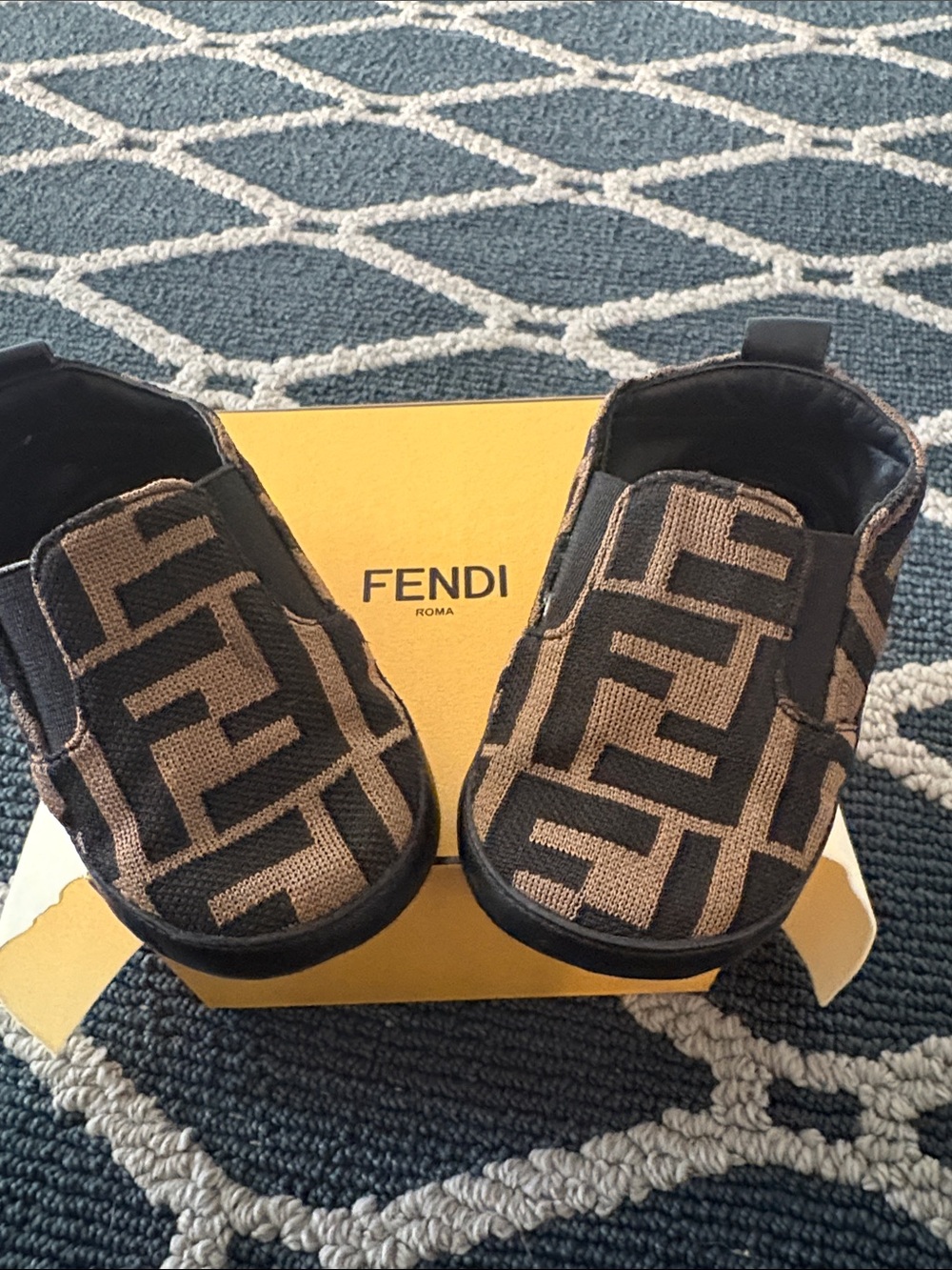 Fendi baby Brown FF Logo Slip-On Shoes